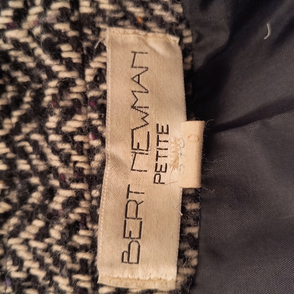 Vintage Bert Newman Petite Herringbone Tweed Coat Size 2 Petite Est. 1980s - Picture 13 of 16